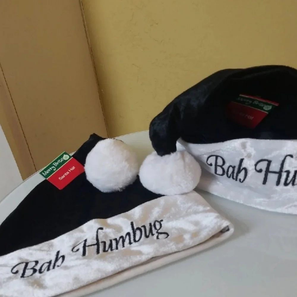 Santa Hats BAH HUMBUG!! Set of TWO!